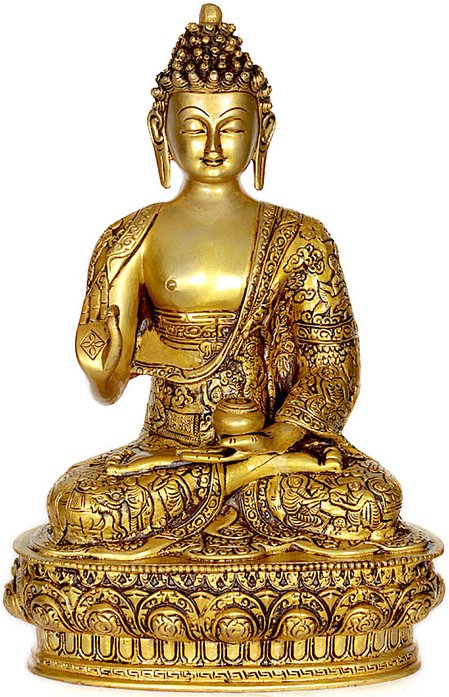 12" Lord Buddha - Tibetan Buddhist In Brass | Handmade | Made In India