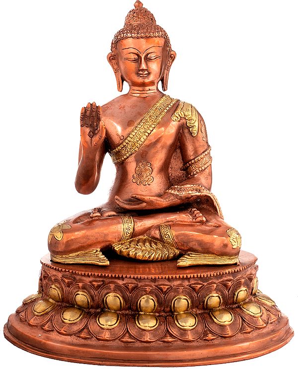 13" Lord Buddha Granting Abhaya In Brass | Handmade | Made In India