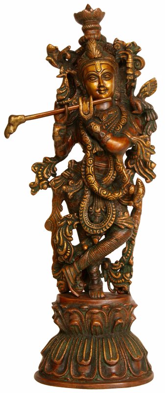 18" Murlidhar Krishna In Brass | Handmade | Made In India