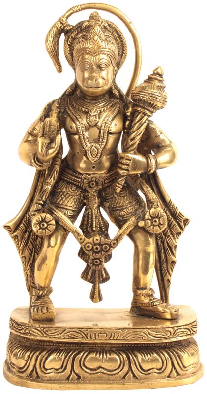 11" Divine Strength of Hanuman Statue in Brass | Handmade in India