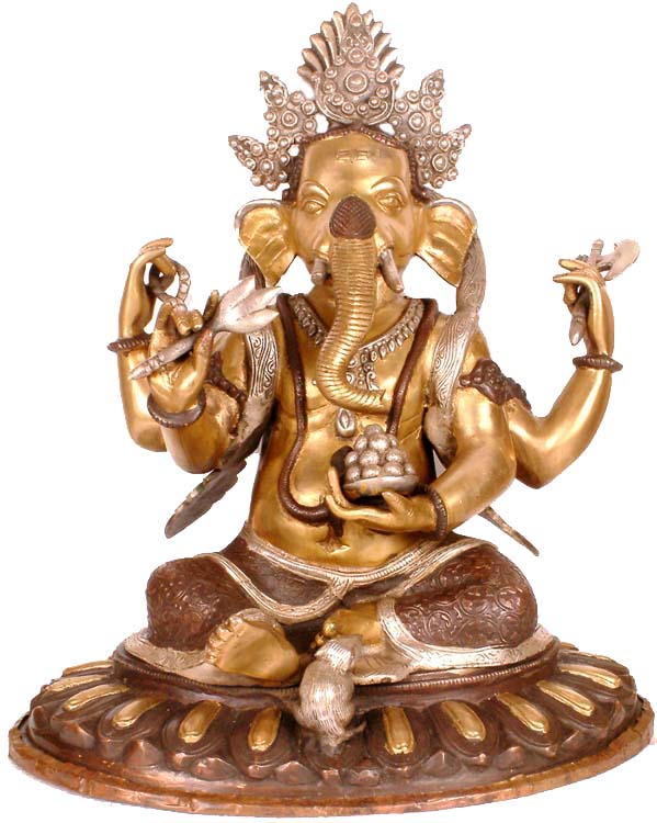 16" Nepalese Form of Lord Ganesha In Brass | Handmade | Made In India