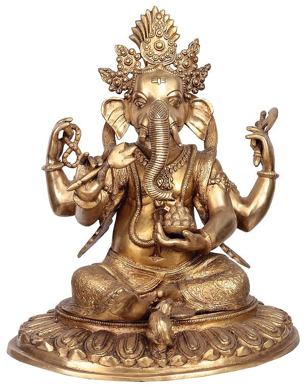 16" Lord Ganesha Brass Statue – Unique Nepalese Art | Handmade in India