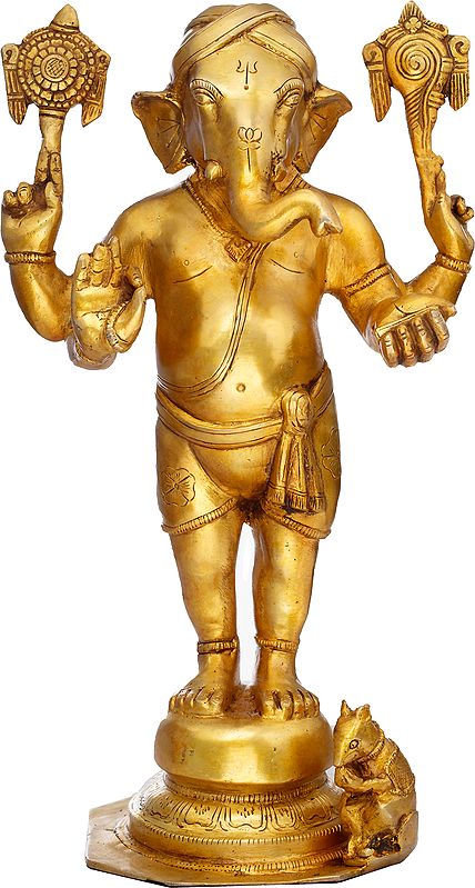 14" Cosmic Ganesha In Brass | Handmade | Made In India