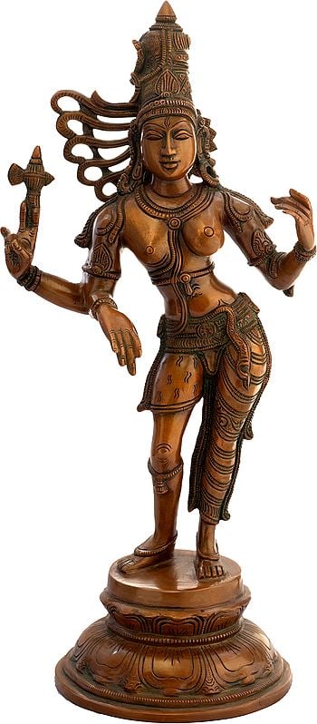 16" Ardhanarishvara: The Confluence Of Shiva-Shakti In Brass | Handmade | Made In India