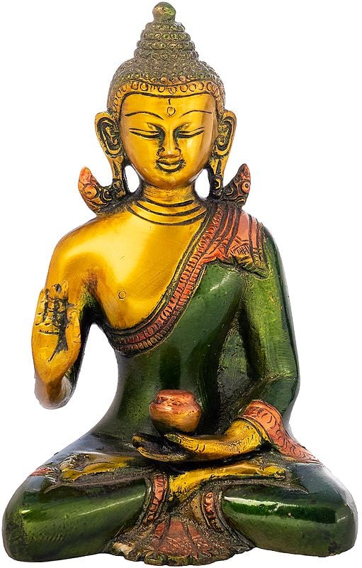 5" Preaching Buddha Sculpture In Brass | Handmade | Made In India