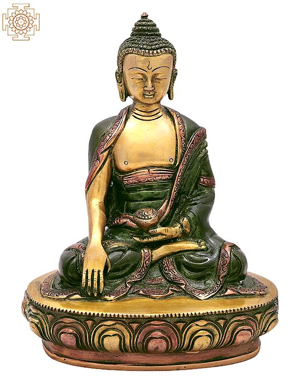 8" Lord Buddha in Mara Vijay Mudra In Brass | Handmade | Made In India