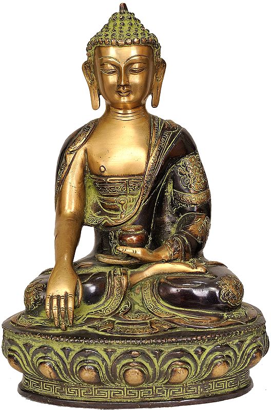 12" Lord Buddha in the Bhumisparsha Mudra In Brass | Handmade | Made In India