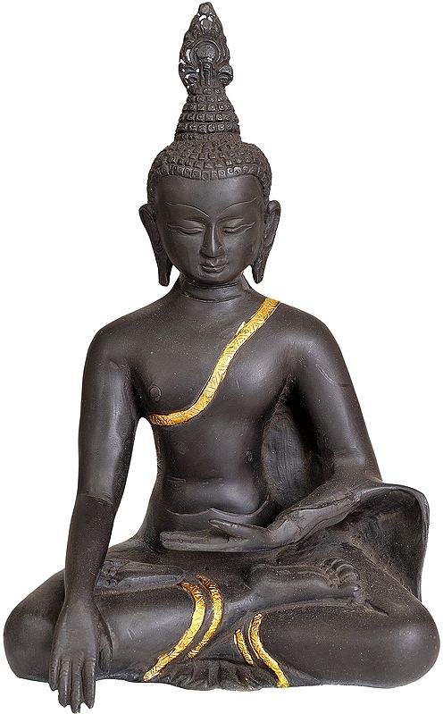 10" Lord Buddha in the Bhumisparsha Mudra In Brass | Handmade | Made In India