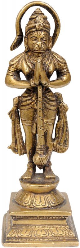 7" Standing Lord Hanuman Idol in Brass | Handmade | Made In India
