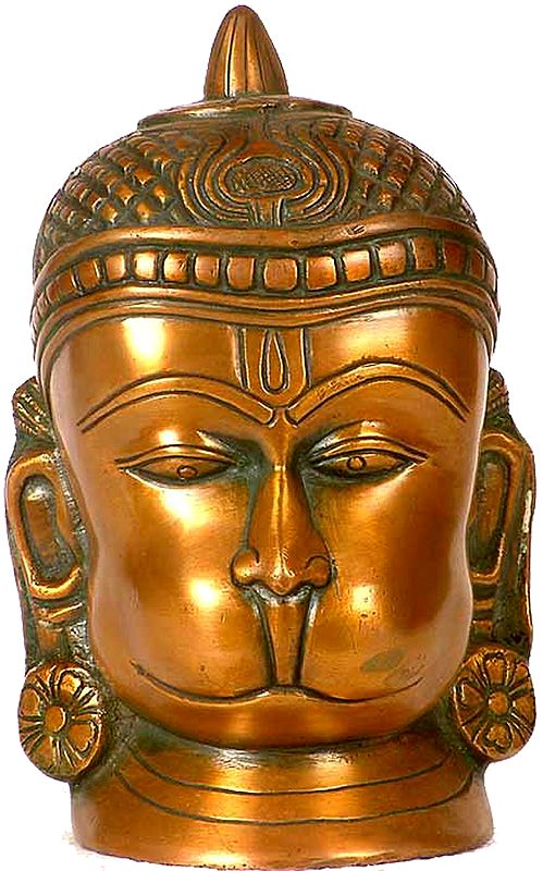 7" Lord Hanuman Head In Brass | Handmade | Made In India