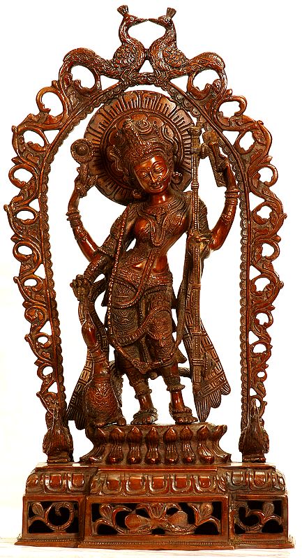 17" Saraswati - Goddess of Art and Wisdom In Brass | Handmade | Made In India