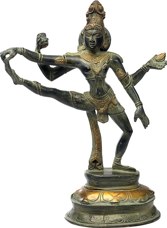 14" Shiva-The Dancer in One Leg Raised Mudra In Brass | Handmade | Made In India