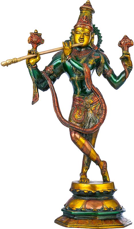 18" Cosmic Form of Lord Krishna Brass Statue | Handmade | Made in India