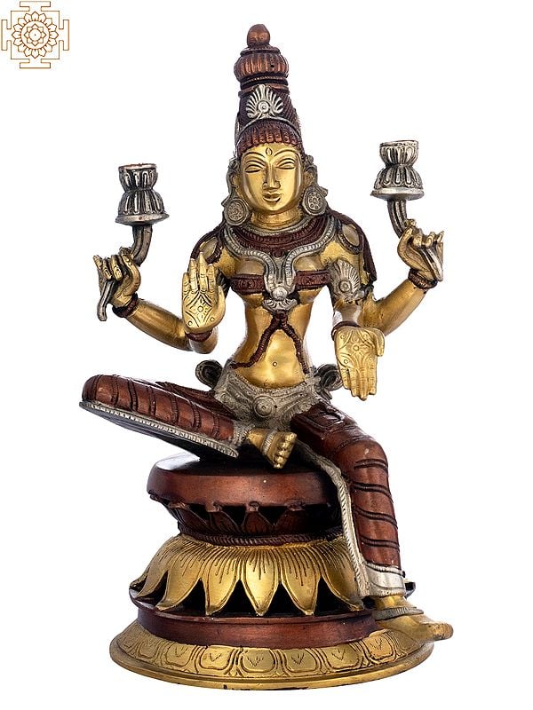 12" Goddess Lakshmi Of The Atharva Veda In Brass | Handmade | Made In India