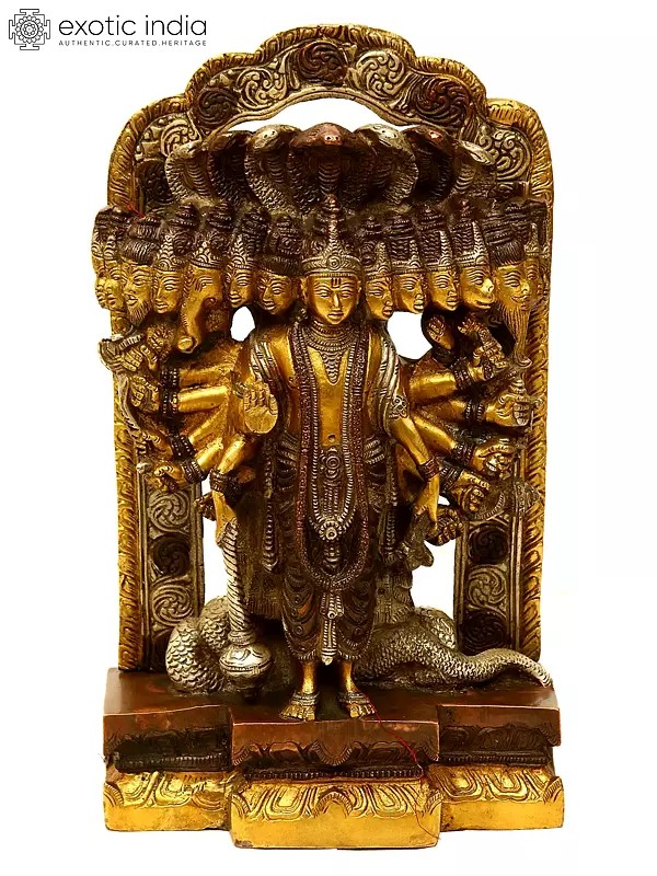 14" Cosmic Magnification of Vishnu Brass Sculpture | Handmade | Made in India
