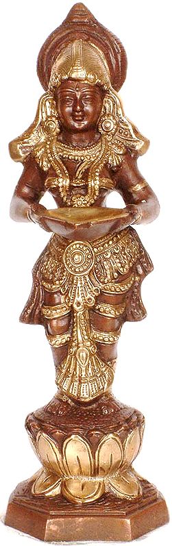 13" The Welcoming Deeplakshmi In Brass | Handmade | Made In India
