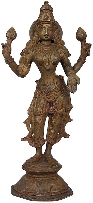 10" Lakshmi, The Devi Of Plenty In Brass | Handmade | Made In India