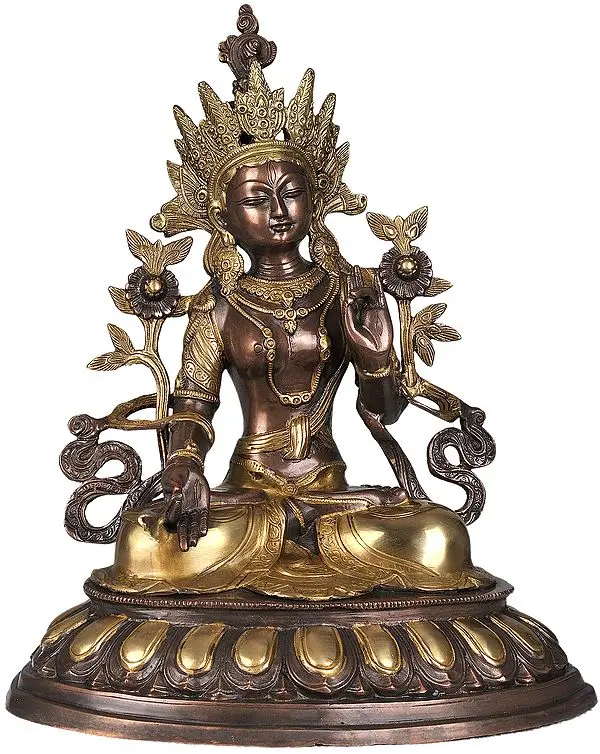 18" White Tara, Of The Benevolent Composure Of Countenance | Brass | Handmade | Made In India