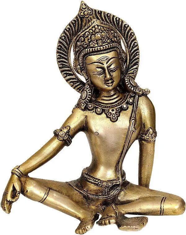 7" Haloed Indra, Watching Over From The Heavens In Brass | Handmade | Made In India