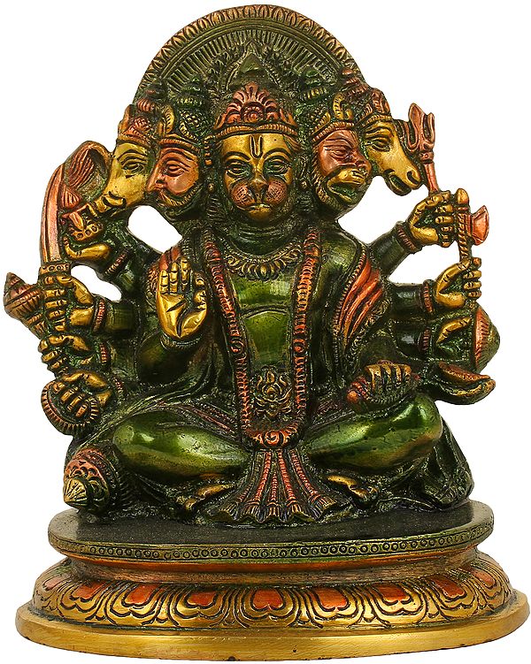 6" Brass Panchamukhi Hanuman Statue | Handmade | Made in India