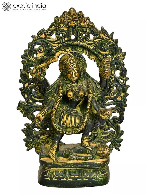 7" The Ferocious Beauty of Kali Brass Sculpture | Handmade | Made in India