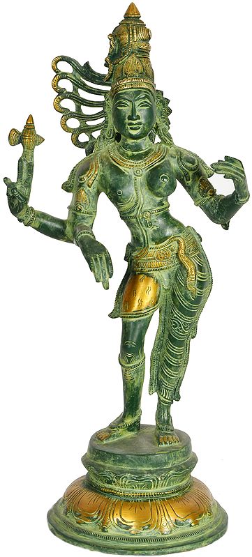 16" Ardhanarishvara Statue in Brass | Handmade Shiva-Shakti Idol | Made in India
