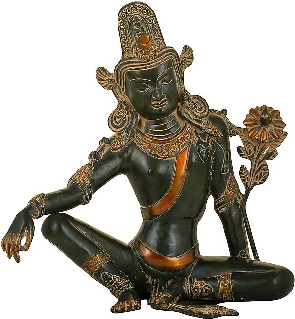 11" Seated Avalokiteshvara In Brass | Handmade | Made In India