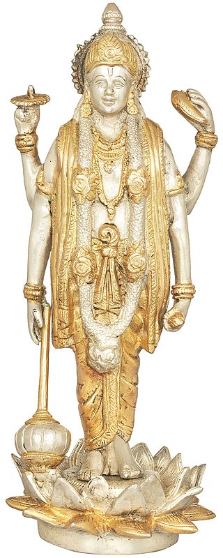 12" Vishnu, Sustainer Of Trloka In Brass | Handmade | Made In India