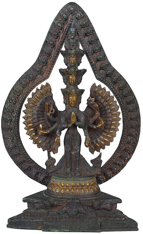 12" Striking Aureole Lord Avalokiteshvara In Brass | Handmade | Made In India