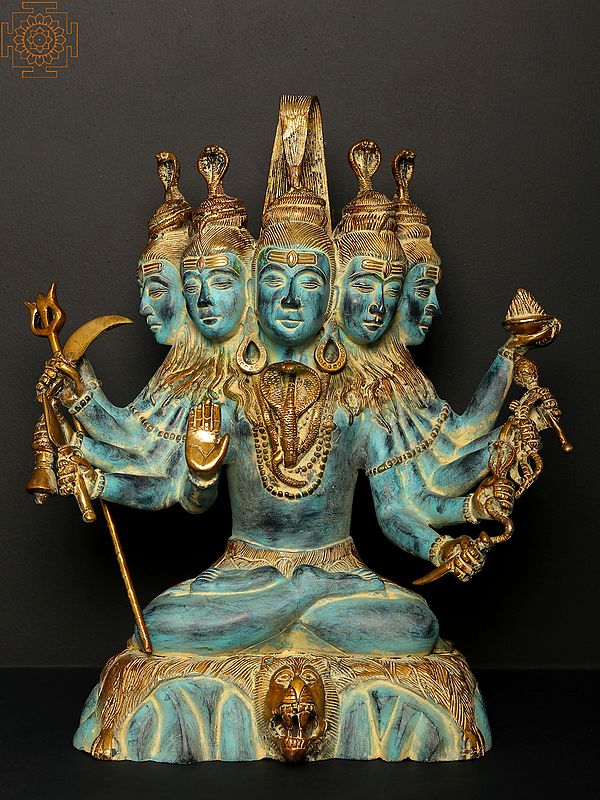 16" Panchamukha Gangadhara Shiva In Brass | Handmade | Made In India