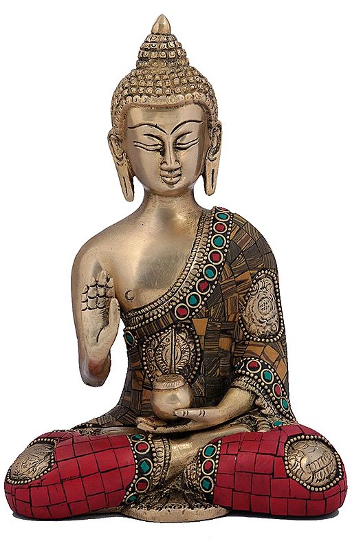 The Slender Buddha, Seated With His Hand Raised In Blessing