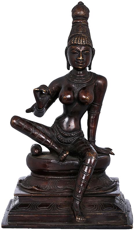 8" Seated Uma | Uma is used for Sati (Shiva's first wife, who is reborn as Parvati) | Brass Statue | Handmade | Made In India