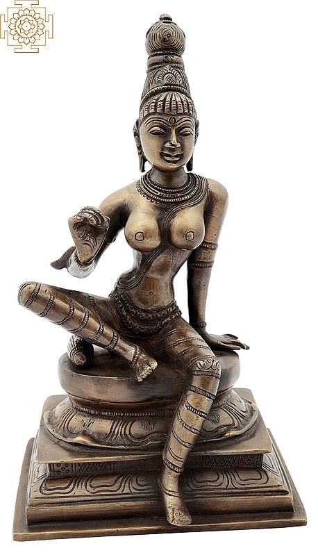 8" Seated Uma | Uma is used for Sati (Shiva's first wife, who is reborn as Parvati) | Brass Statue | Handmade | Made In India