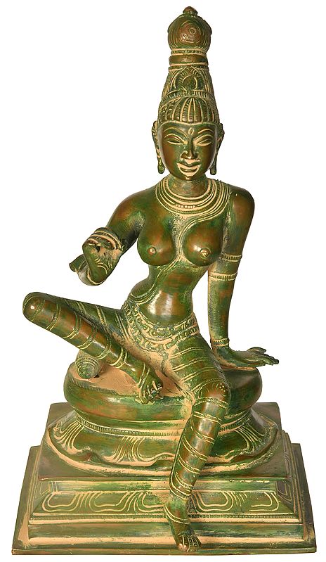 8" Seated Uma | Uma is used for Sati (Shiva's first wife, who is reborn as Parvati) | Brass Statue | Handmade | Made In India