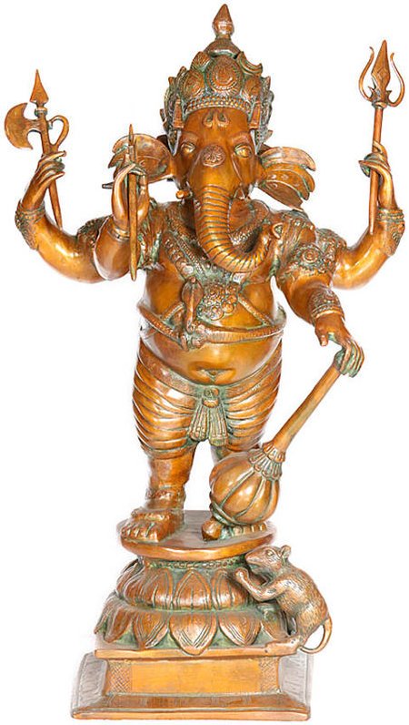 32" Yuddha-Ganpati In Brass | Handmade | Made In India