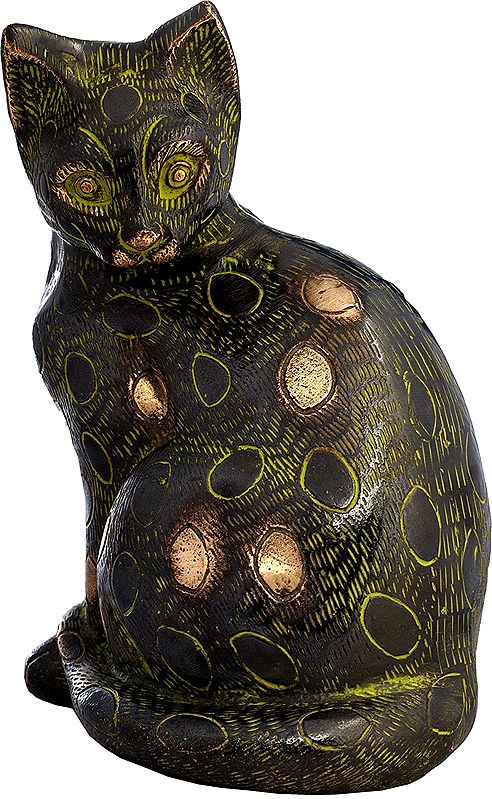 Tall Cat Handmade Brass Sculpture