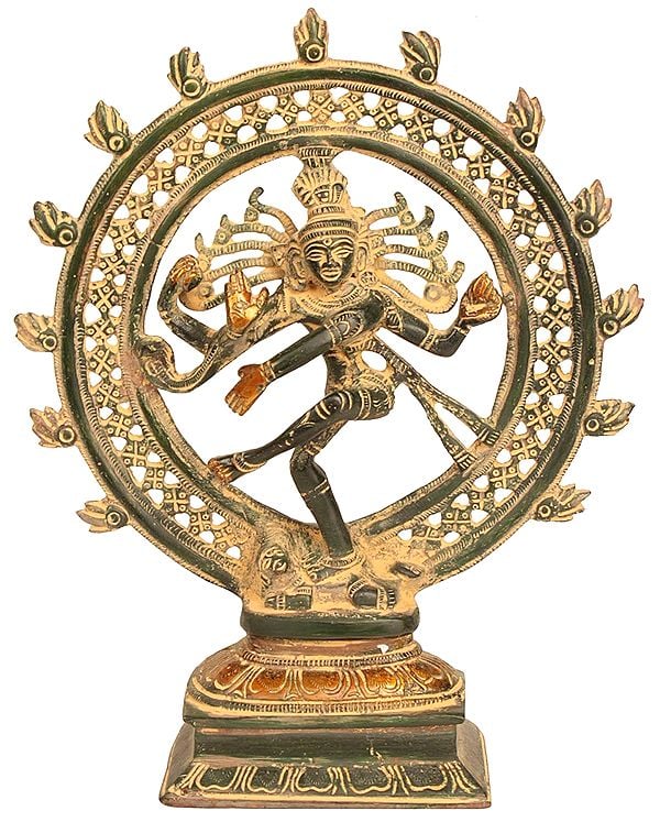 Antique Nataraja Brass Statue Hindu Lord Dancing Shiva Sculpture