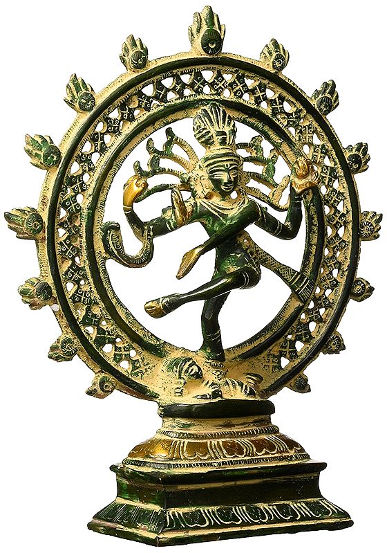 9" Antique Nataraj Brass Statue | Dancing Shiva Brass Sculpture | Handmade | Made In India