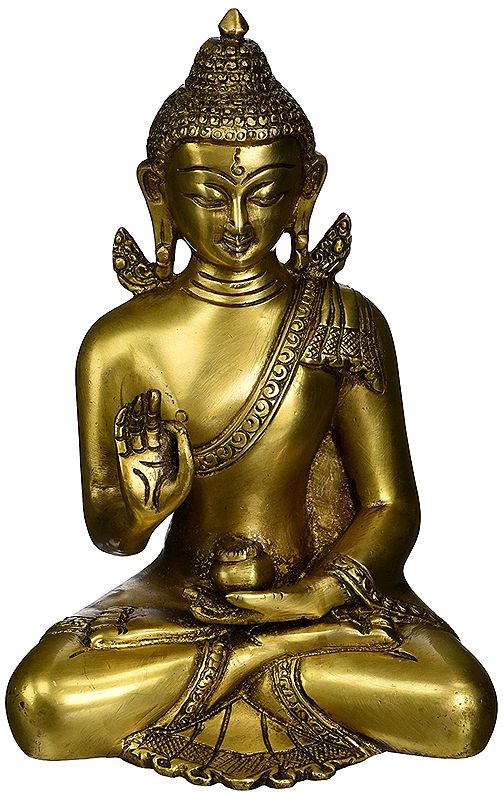 Blessing Buddha Brass Sculpture of Lord Buddha