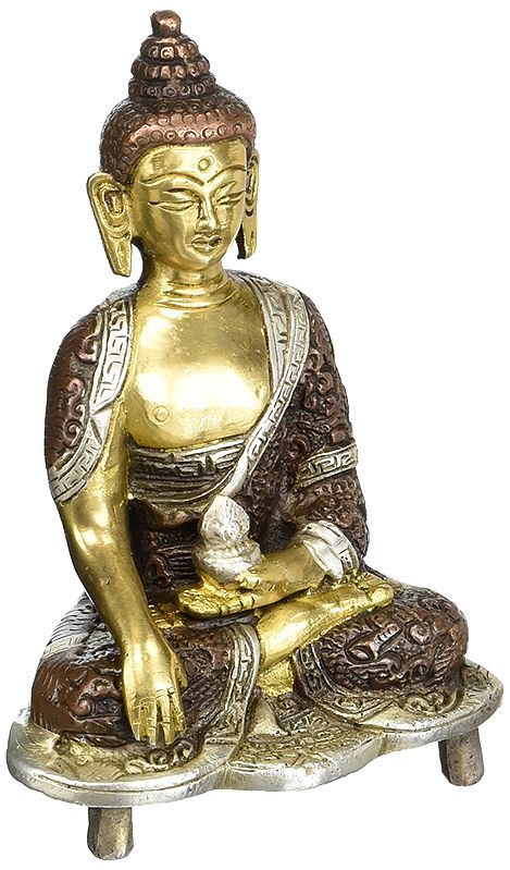 6" Lord Buddha Brass Statue in Bhumisparsha Mudra | Handmade | Made In India