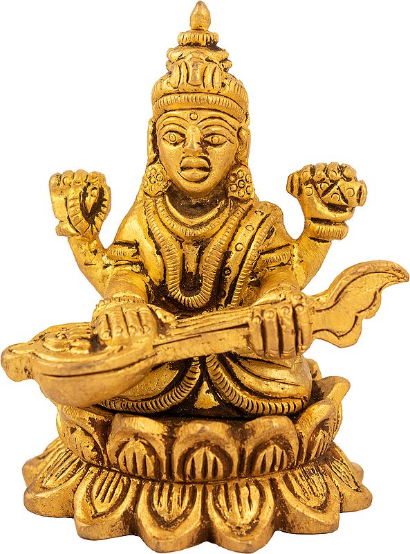 Saraswati Seated On A Lotus, Playing Her Veena