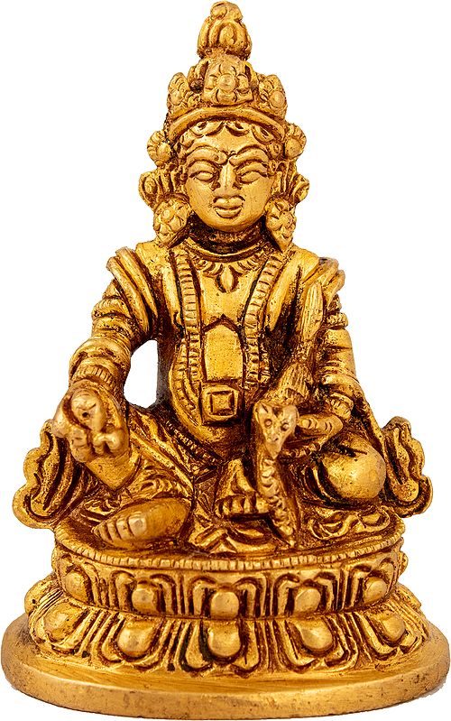 3" Seated Kubera (Tibetan Buddhist Deity) In Brass | Handmade | Made In India