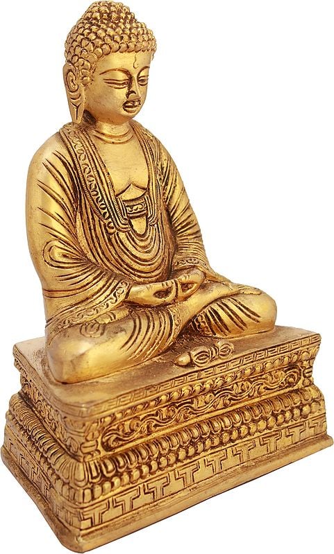 7" Tibetan Buddhist Lord Buddha In Dhyan Mudra (Meditation) In Brass | Handmade | Made In India
