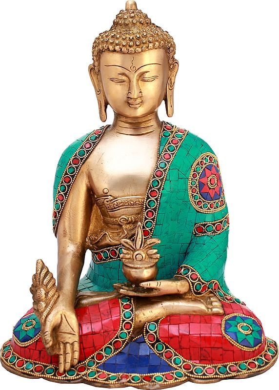 12" Tibetan Buddhist Deity Healing Buddha (Medicine Buddha) In Brass | Handmade | Made In India