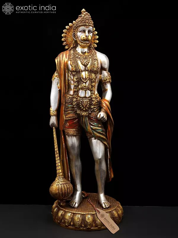 23" Lord Hanuman Brass Statue - Handmade, Divine Indian Craft for Strength and Blessings