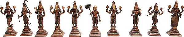 6" Dashavatara  -Ten Incarnations of Lord Vishnu In Brass | Handmade | Made In India
