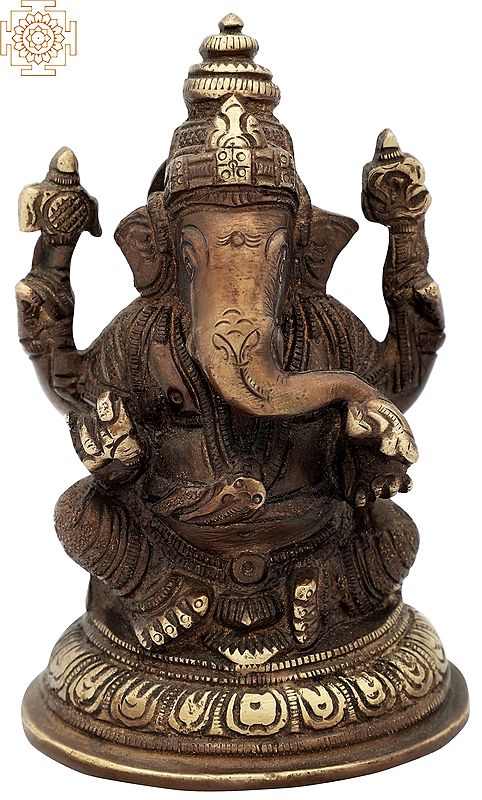 5" Hindu Success God Ganesha In Brass | Handmade | Made In India
