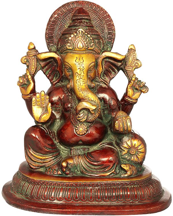 7" Ashirwad Ganesha In Brass | Handmade | Made In India