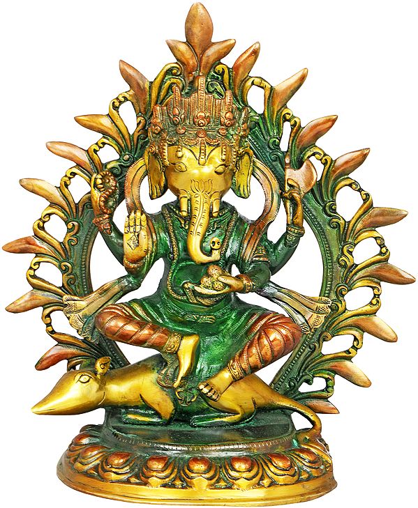11" Nepalese form of Ganesha In Brass | Handmade | Made In India