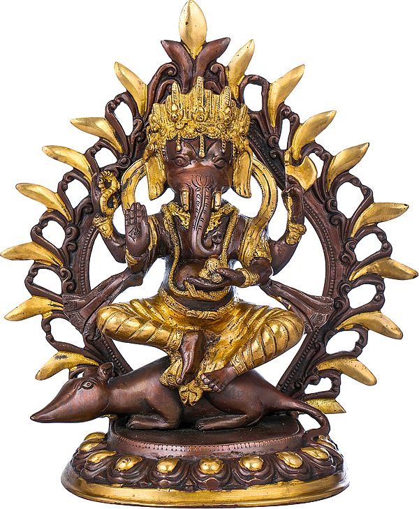11" Nepalese form of Ganesha In Brass | Handmade | Made In India